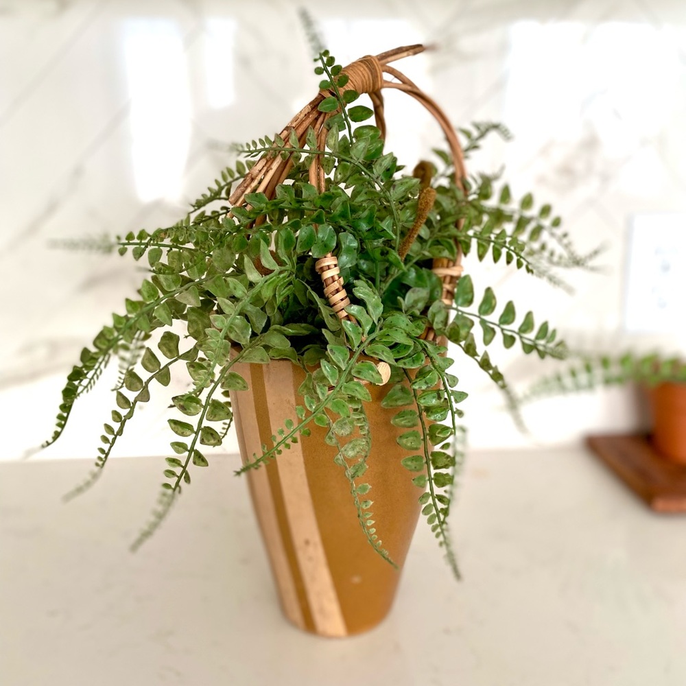 Vintage Vase with Wicker Handle
